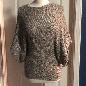 Metallic short sleeve loose knit sweater